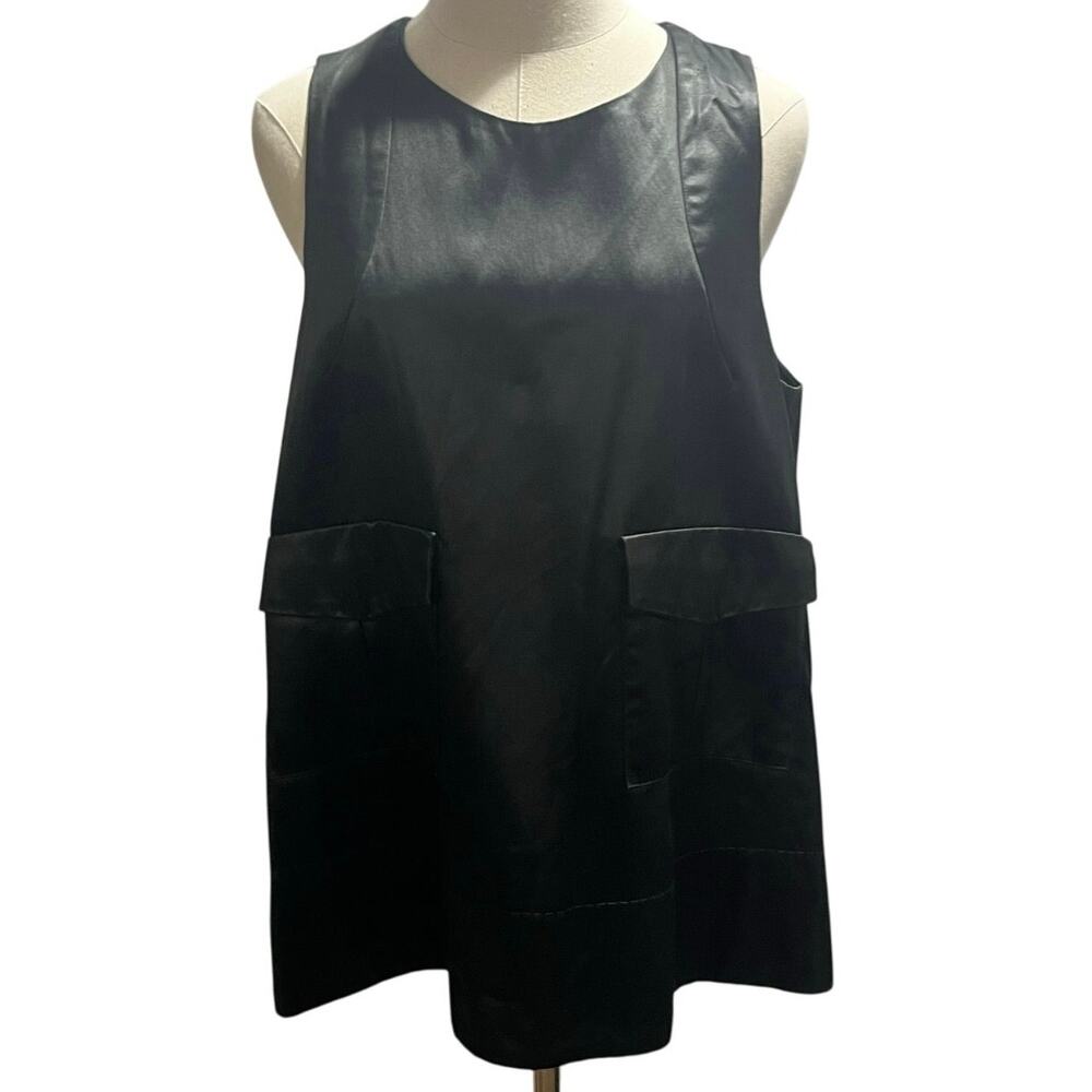 Carven Modern Deconstructed Black Sleeveless Asymmetrical Pockets Top Sz 42/10